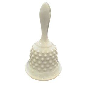 Milk Glass Hobnail Design Bell With Handle Decorative Collectible